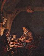 Gerard Dou Old Woman Cutting Bread oil
